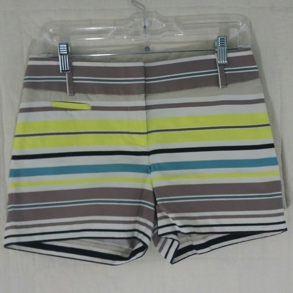 Ann Taylor LOFT Riviera Natural Multicolor Striped Mid Rise Casual Chino Short - Picture 1 of 10